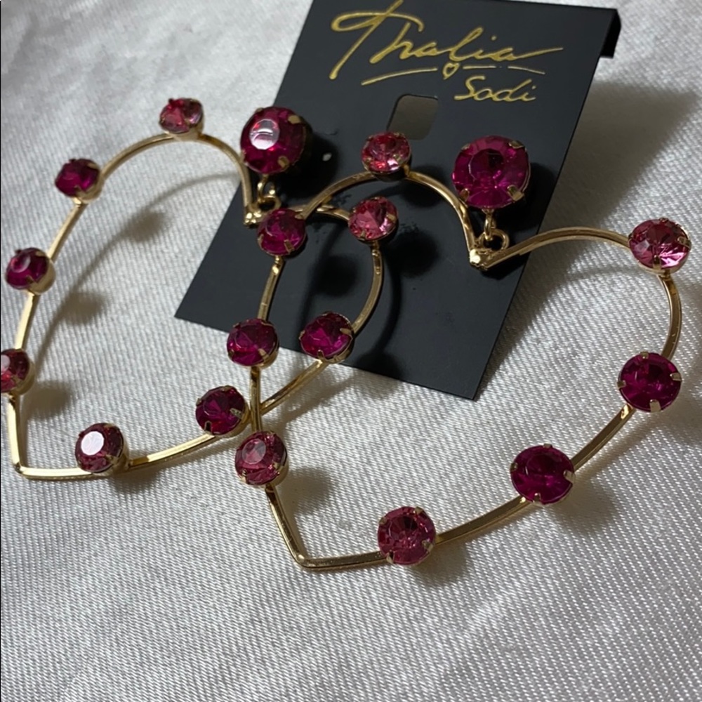 ✅New Thalia Sodi pink stone heart earrings - Picture 2 of 4